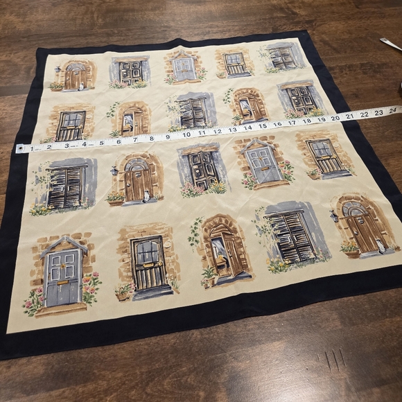 Talbots Accessories - Talbots Beige and Black Multi Doorframes Print Square Scarf